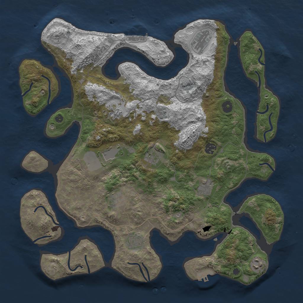 Rust Map: Procedural Map, Size: 4050, Seed: 1590508700, 21 Monuments