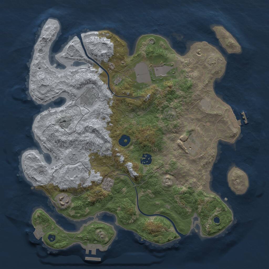 Rust Map: Procedural Map, Size: 3500, Seed: 1067533482, 12 Monuments