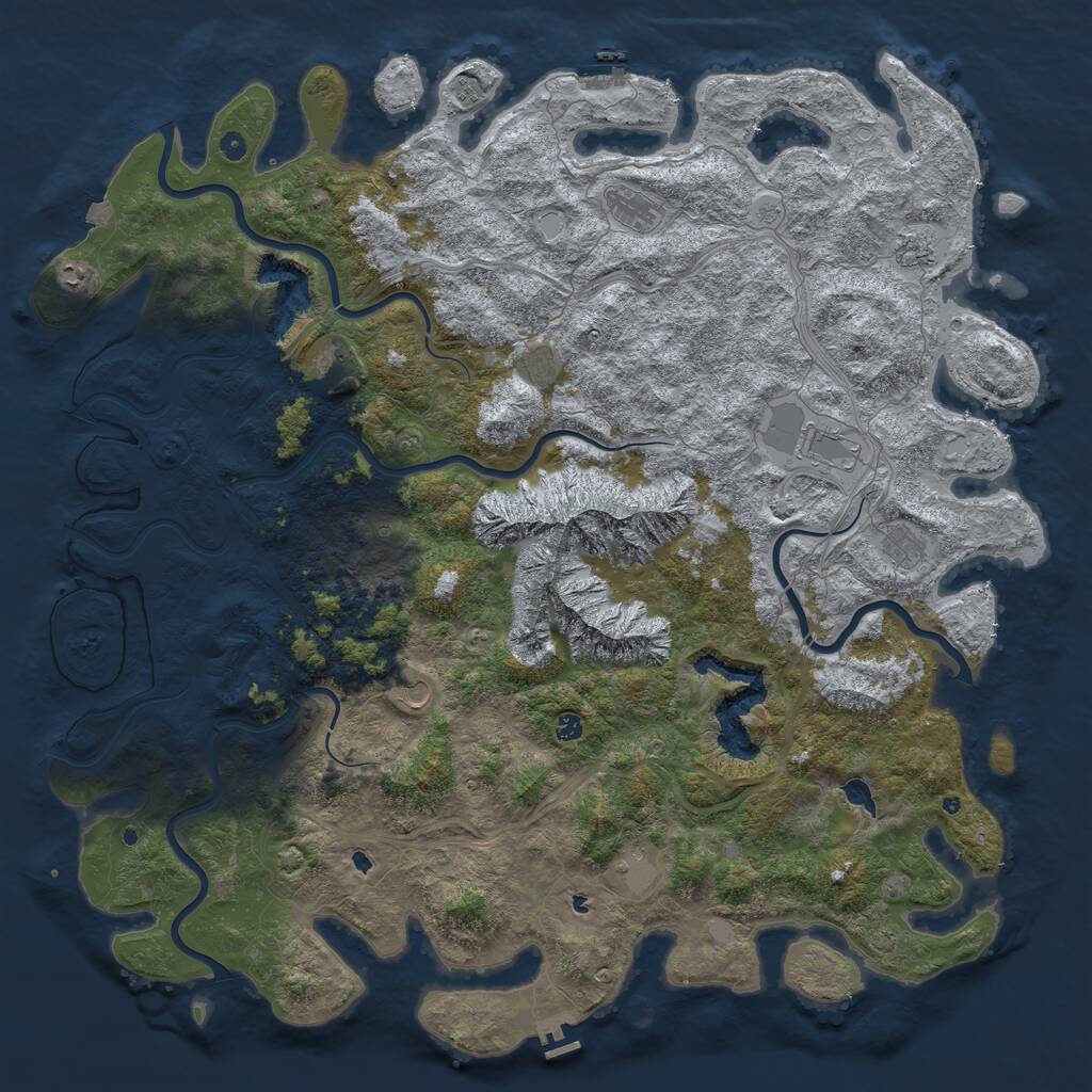 Rust Map: Procedural Map, Size: 6000, Seed: 1306843625, 17 Monuments