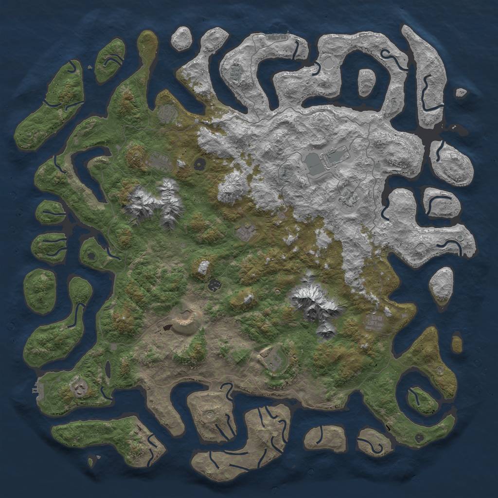 Rust Map: Procedural Map, Size: 6000, Seed: 1306843625, 22 Monuments