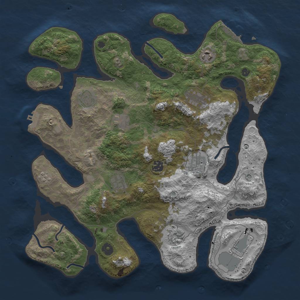 Rust Map: Procedural Map, Size: 3850, Seed: 1949090175, 21 Monuments