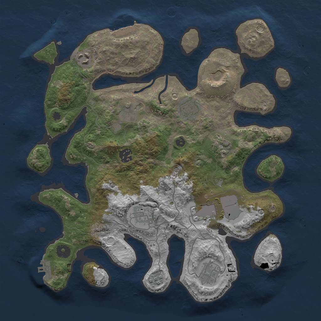 Rust Map: Procedural Map, Size: 3500, Seed: 103435946, 21 Monuments