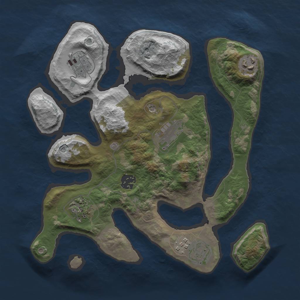 Rust Map: Barren, Size: 3000, Seed: 23241252, 10 Monuments