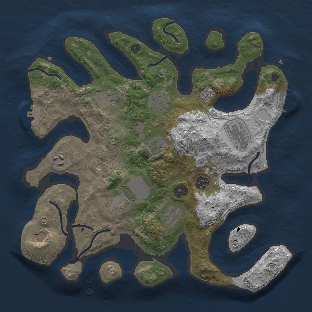 Rust Map: Procedural Map, Size: 3500, Seed: 237504829, 21 Monuments