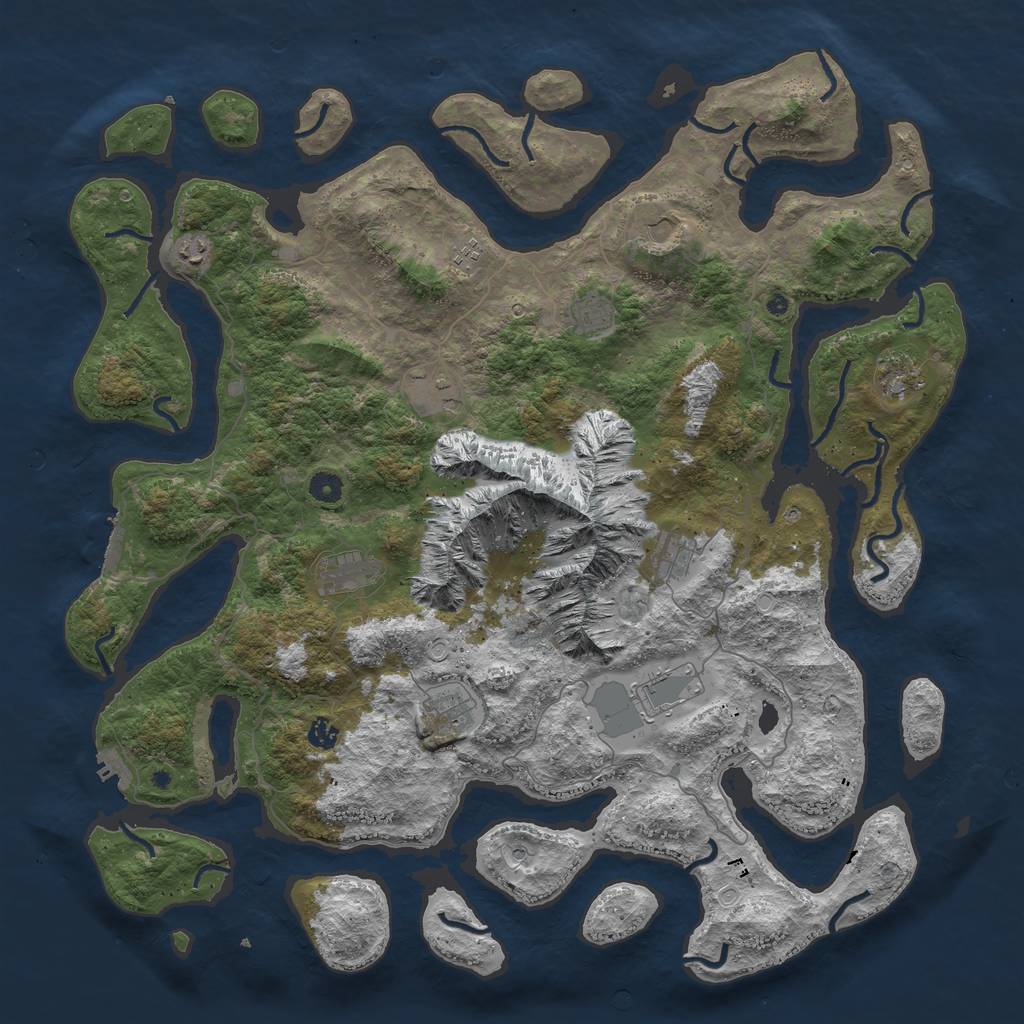 Rust Map: Procedural Map, Size: 5000, Seed: 4722, 22 Monuments
