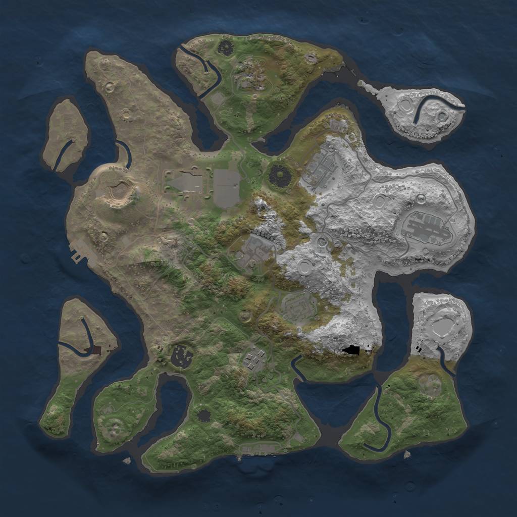 Rust Map: Procedural Map, Size: 3500, Seed: 27384823, 20 Monuments