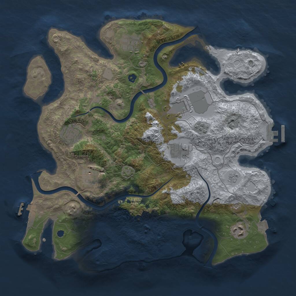Rust Map: Procedural Map, Size: 3500, Seed: 27384823, 13 Monuments