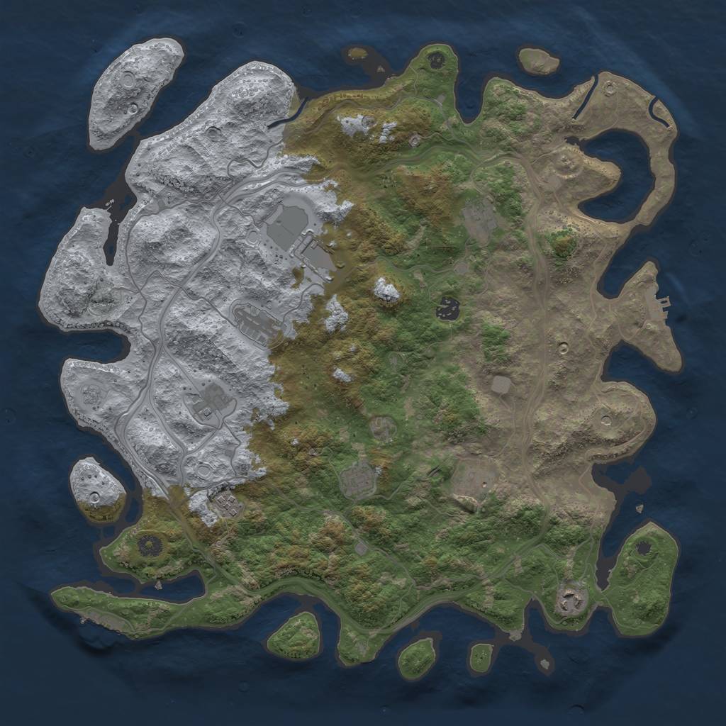 Rust Map: Procedural Map, Size: 4500, Seed: 1449019109, 16 Monuments