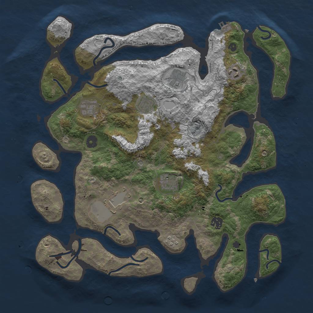 Rust Map: Procedural Map, Size: 3900, Seed: 3169, 18 Monuments