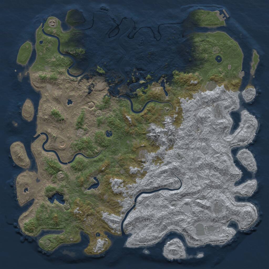 Rust Map: Procedural Map, Size: 6000, Seed: 29051990, 17 Monuments