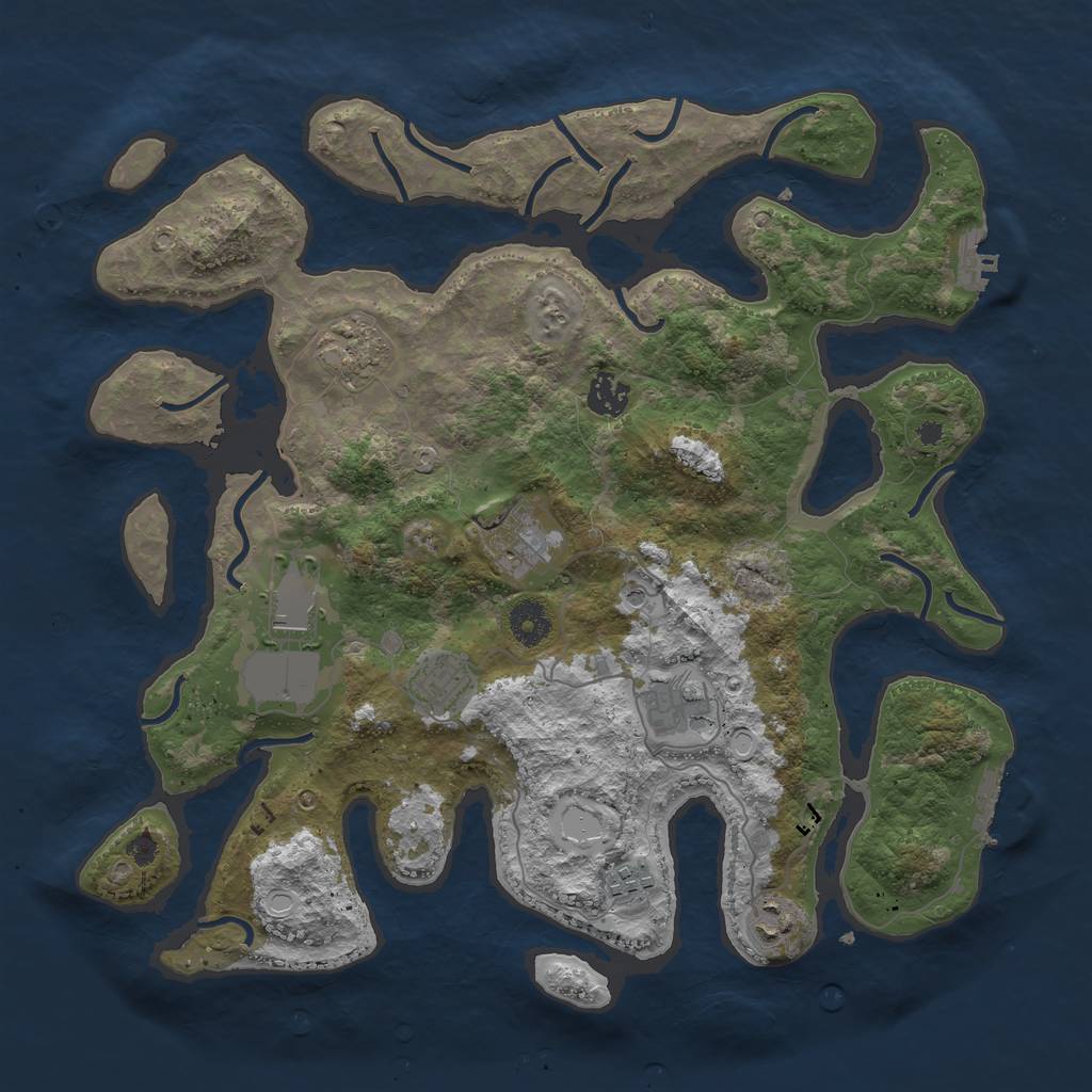 Rust Map: Procedural Map, Size: 3800, Seed: 2480521, 19 Monuments