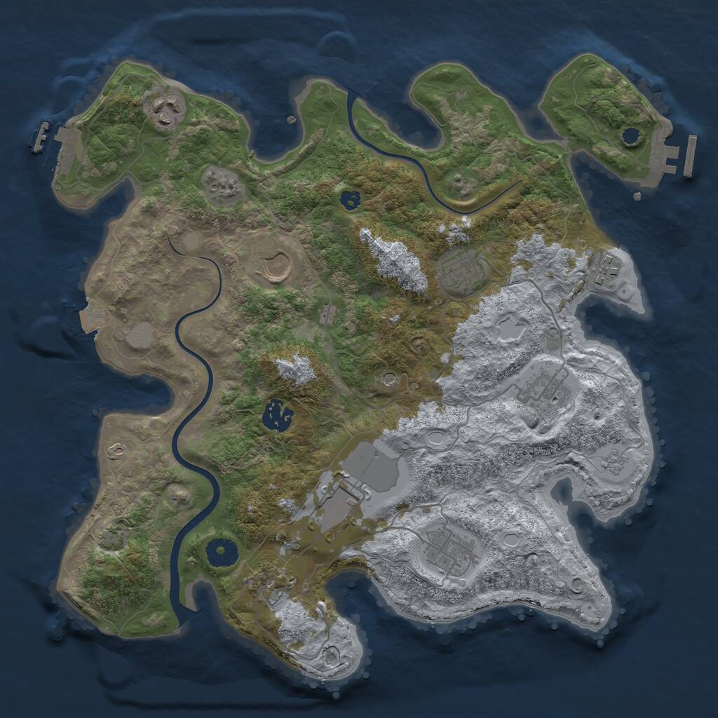 Rust Map: Procedural Map, Size: 3500, Seed: 162059, 15 Monuments