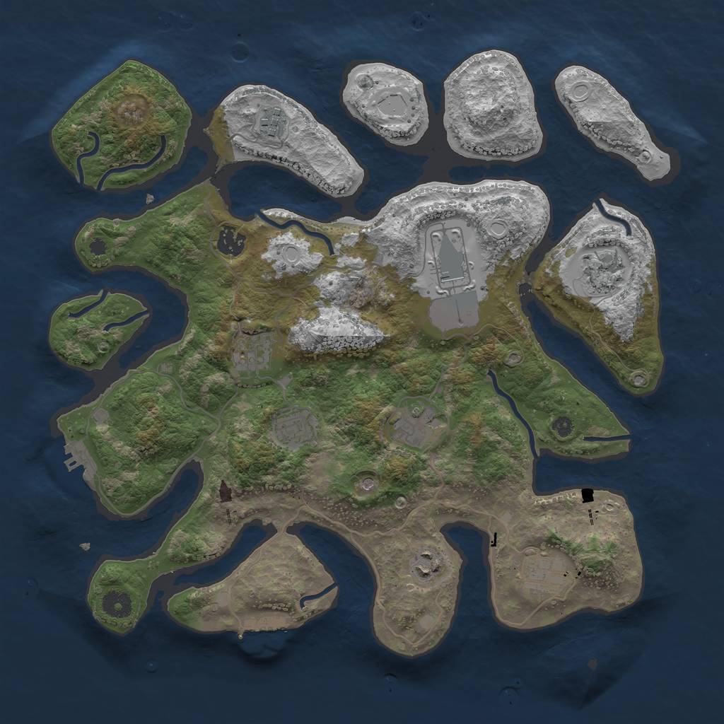 Rust Map: Procedural Map, Size: 3800, Seed: 78642, 20 Monuments