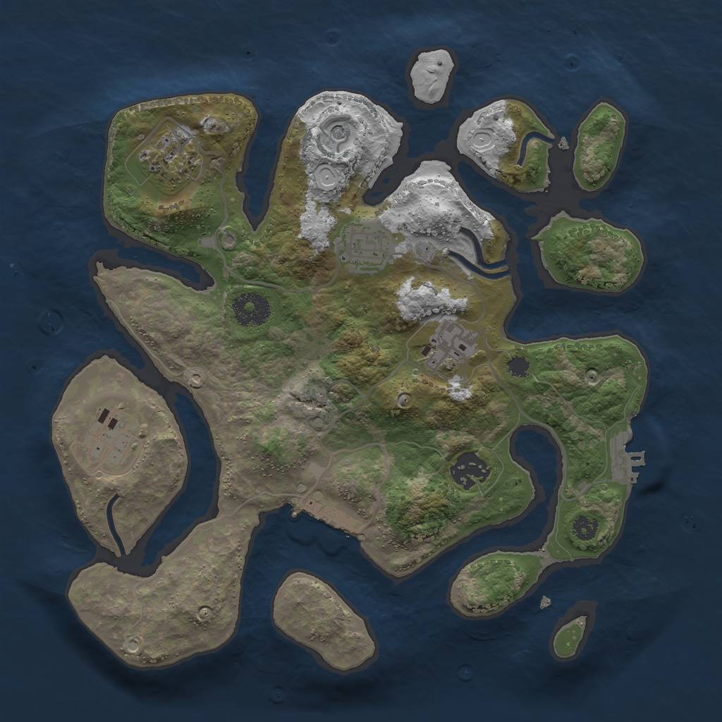 Rust Map: Procedural Map, Size: 3000, Seed: 1125695582, 16 Monuments