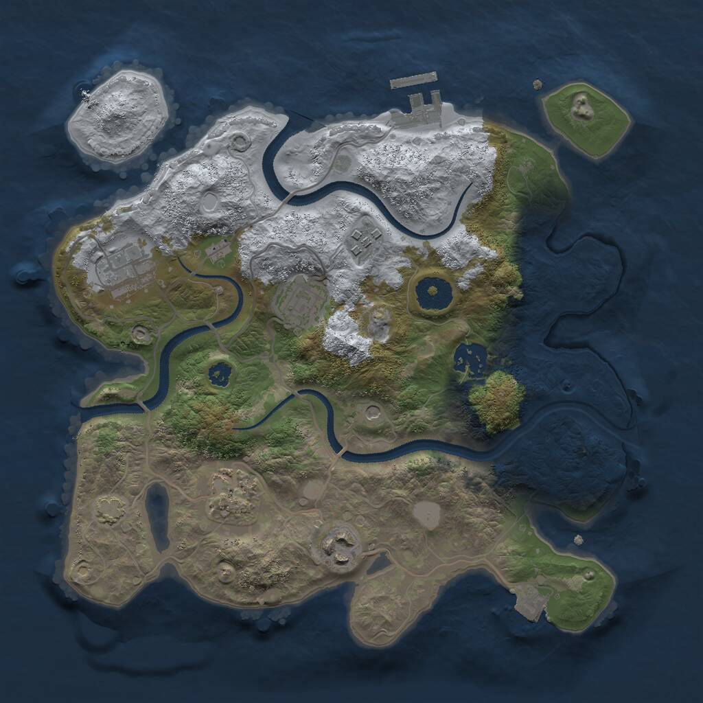 Rust Map: Procedural Map, Size: 3000, Seed: 100679, 10 Monuments