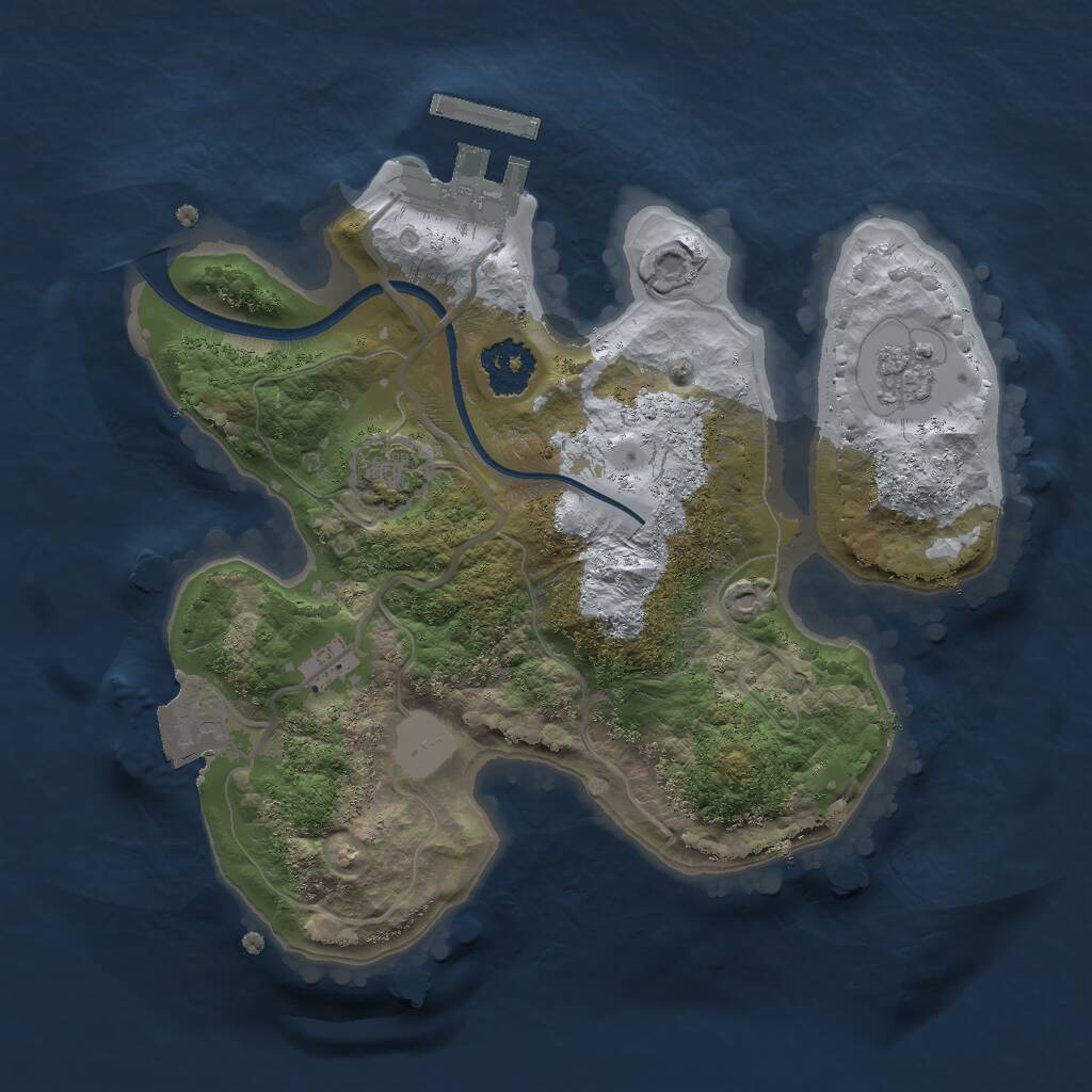 Rust Map: Procedural Map, Size: 2000, Seed: 8954, 4 Monuments