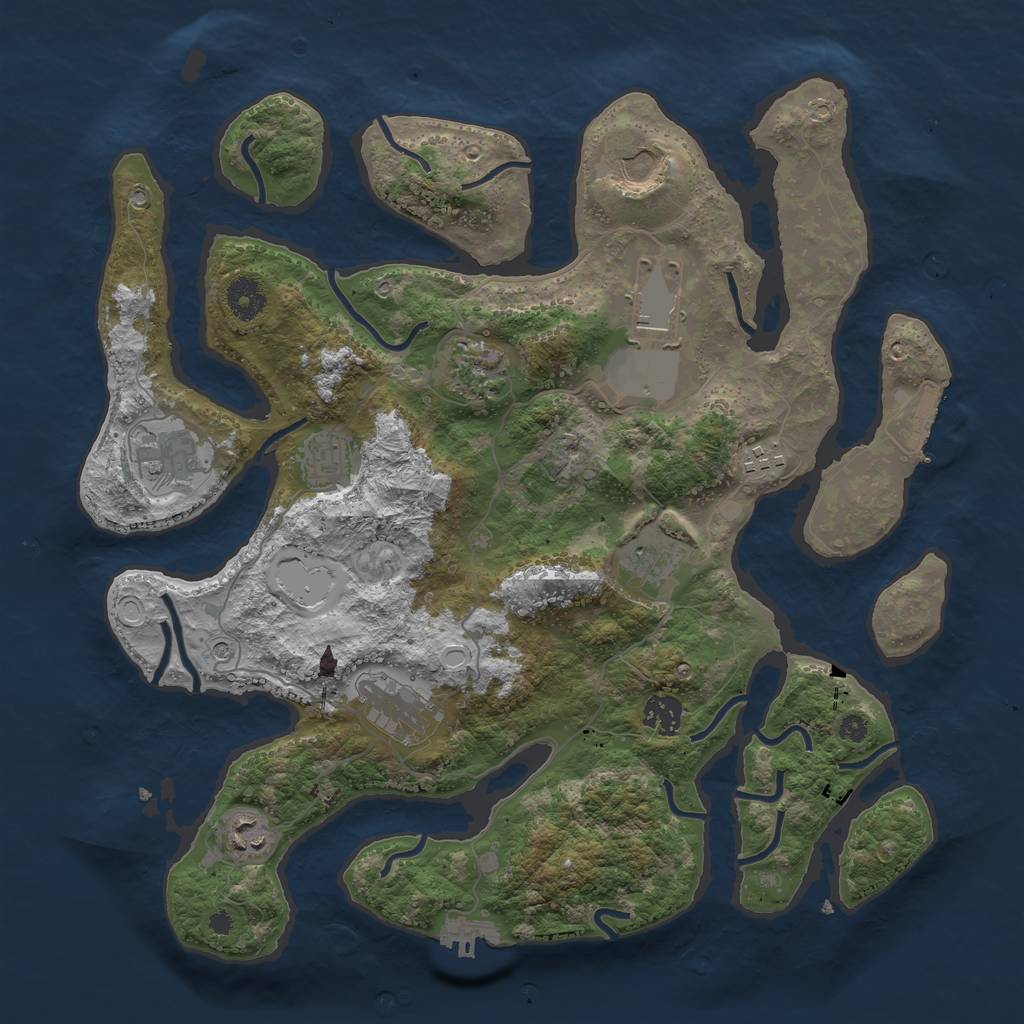 Rust Map: Procedural Map, Size: 3800, Seed: 738213631, 21 Monuments