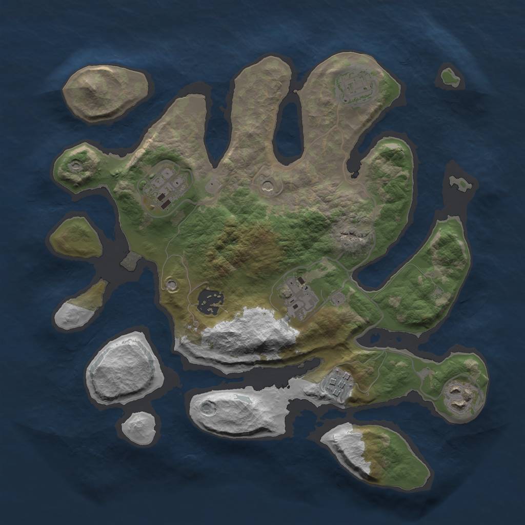 Rust Map: Barren, Size: 3000, Seed: 3000, 9 Monuments