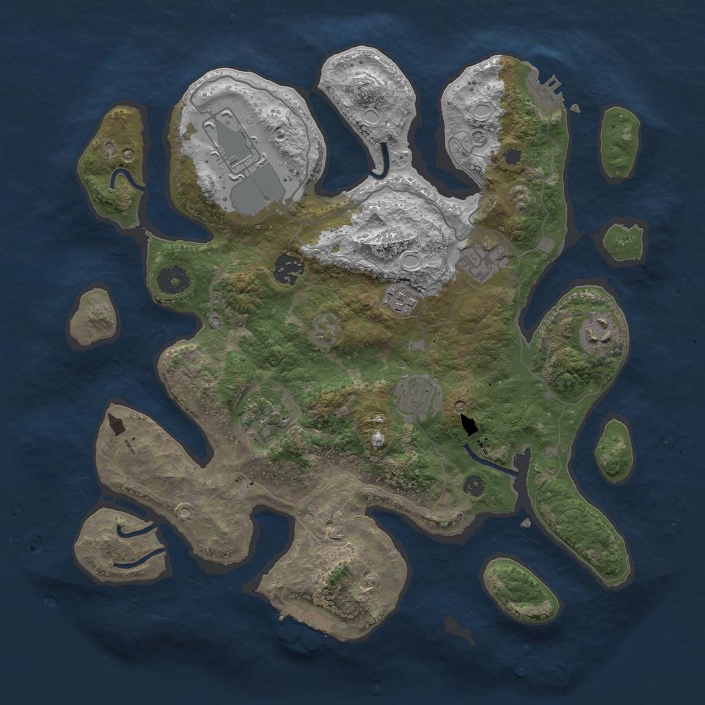 Rust Map: Procedural Map, Size: 3500, Seed: 150044713, 18 Monuments