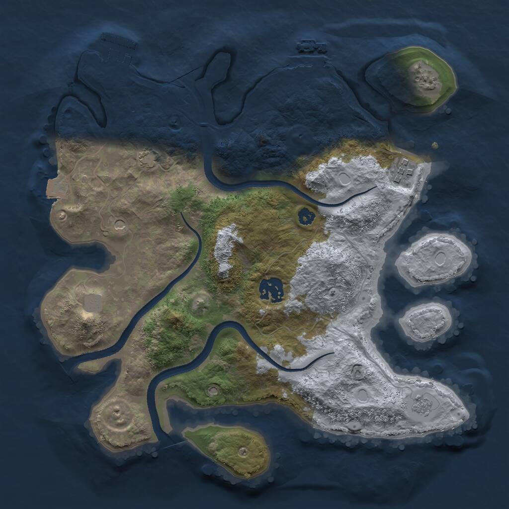 Rust Map: Procedural Map, Size: 3000, Seed: 1624949, 8 Monuments