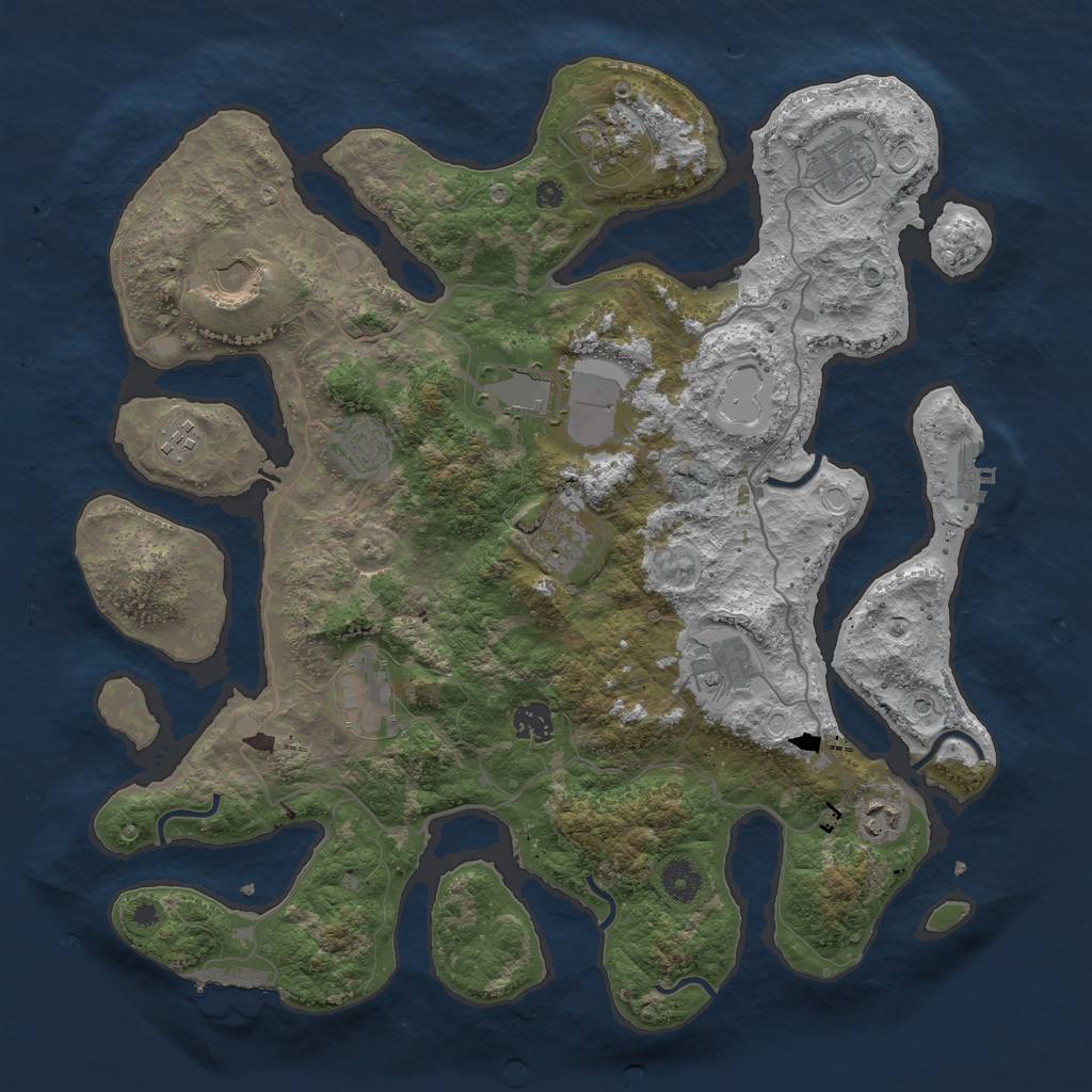 Rust Map: Procedural Map, Size: 4000, Seed: 629478798, 22 Monuments