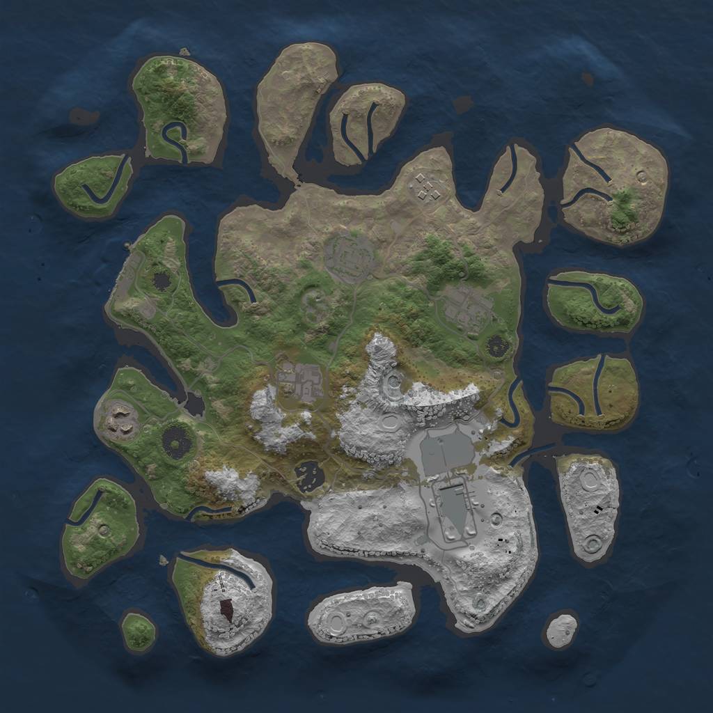 Rust Map: Procedural Map, Size: 3500, Seed: 3252432, 17 Monuments