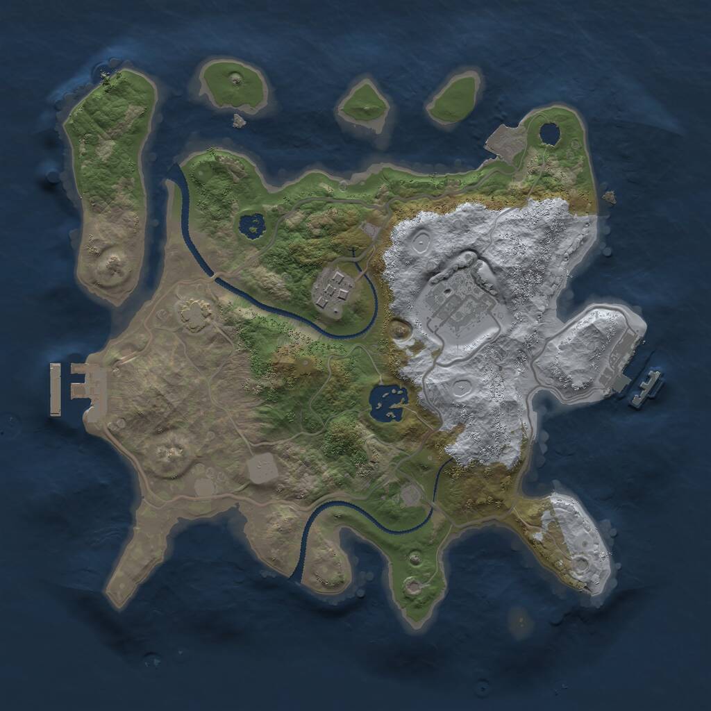 Rust Map: Procedural Map, Size: 2700, Seed: 55123, 7 Monuments