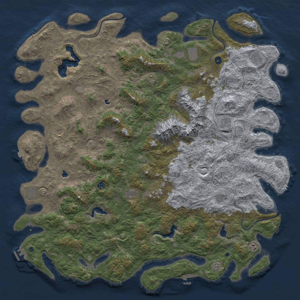 Rust Map: Procedural Map, Size: 6000, Seed: 2001, 17 Monuments