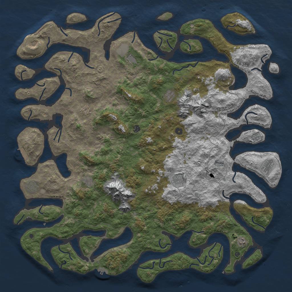 Rust Map: Procedural Map, Size: 6000, Seed: 2001, 22 Monuments