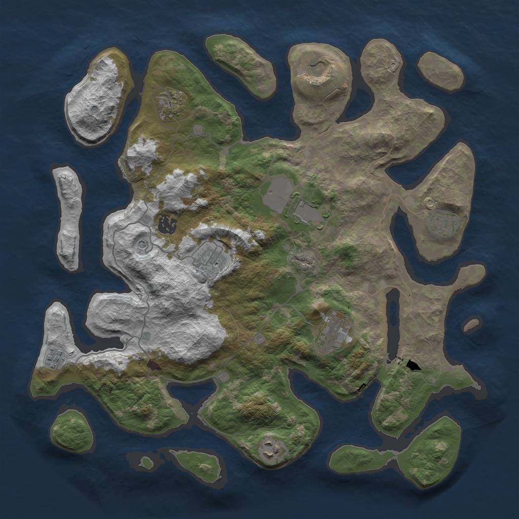 Rust Map: Barren, Size: 4000, Seed: 1080269694, 12 Monuments