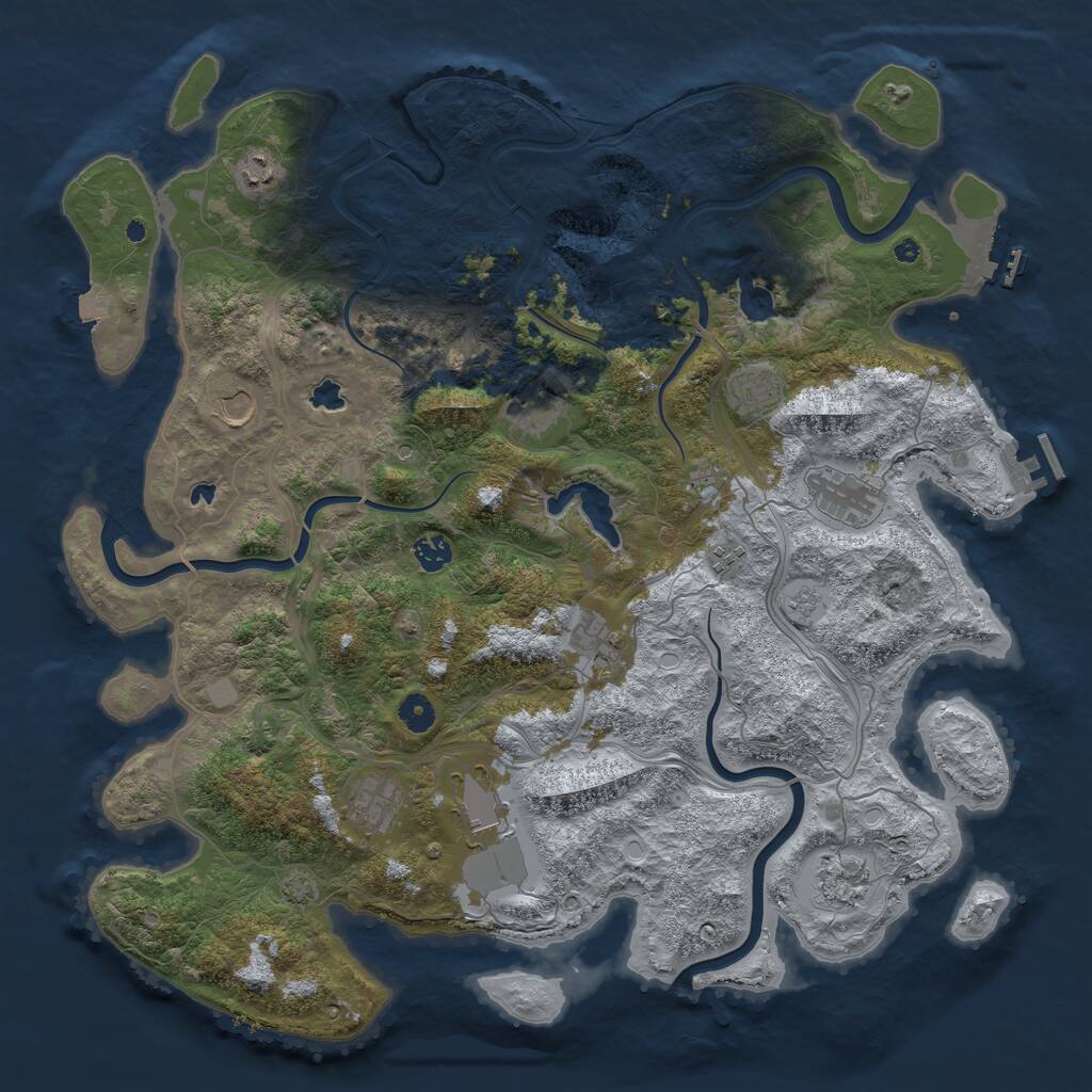 Rust Map: Procedural Map, Size: 4500, Seed: 705545420, 17 Monuments