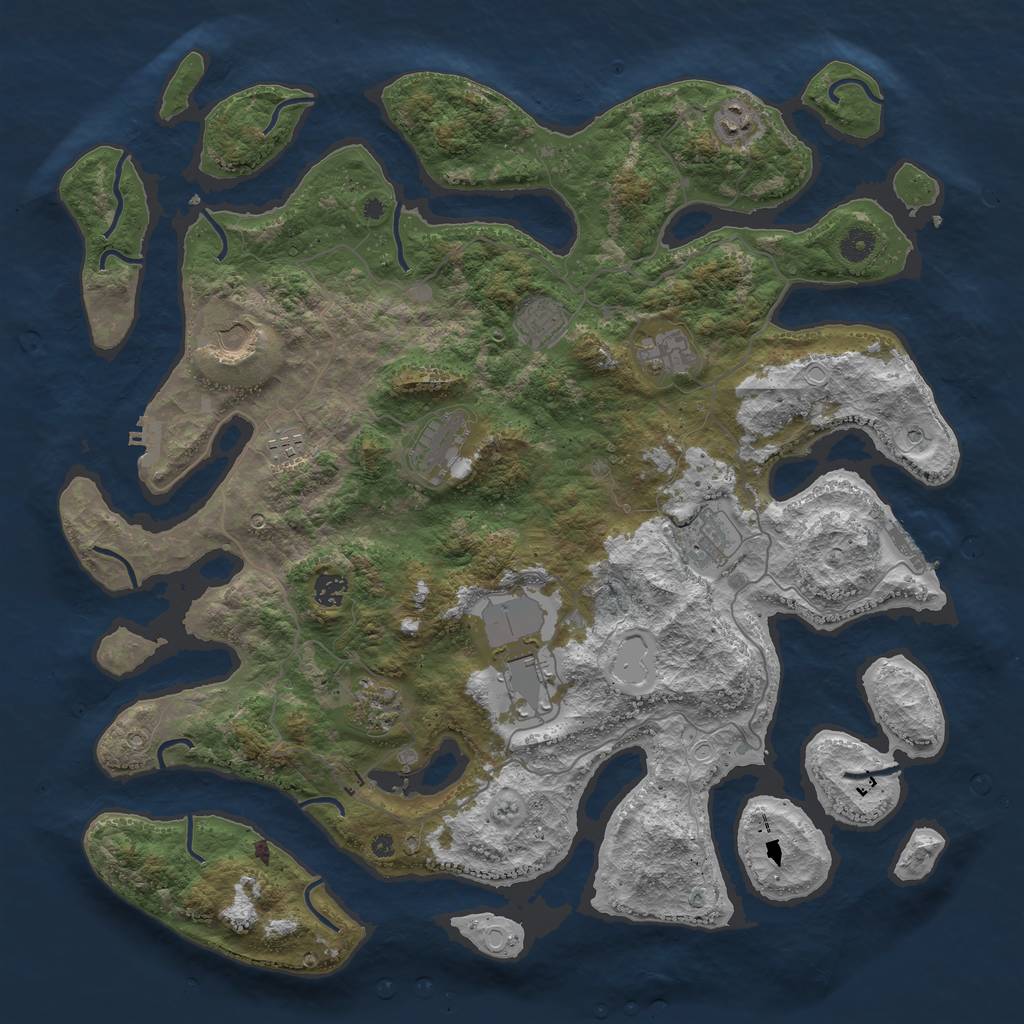Rust Map: Procedural Map, Size: 4500, Seed: 705545420, 21 Monuments