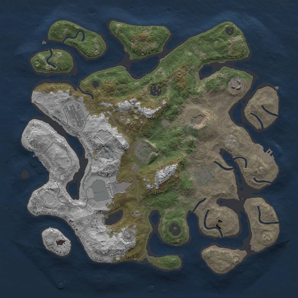 Rust Map: Procedural Map, Size: 3700, Seed: 479351085, 19 Monuments