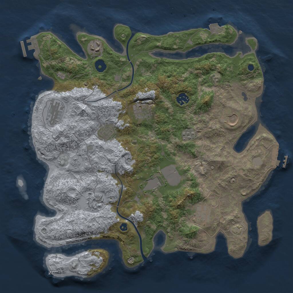 Rust Map: Procedural Map, Size: 3700, Seed: 98429674, 16 Monuments