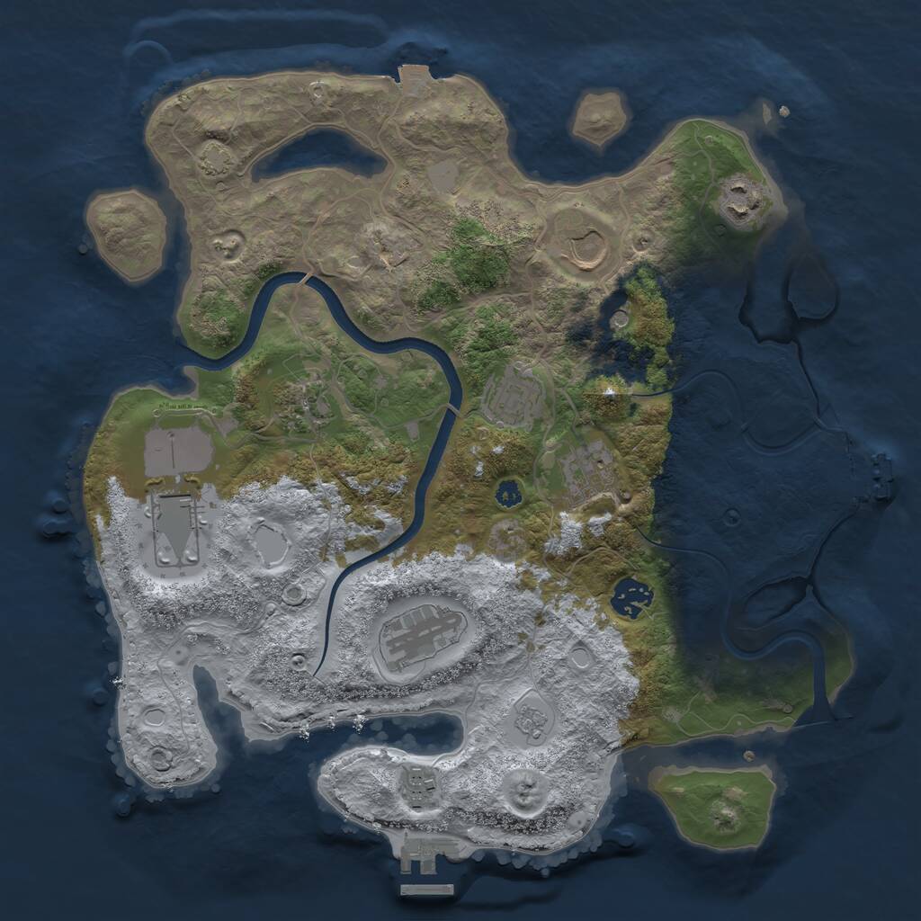 Rust Map: Procedural Map, Size: 3500, Seed: 1119905487, 15 Monuments