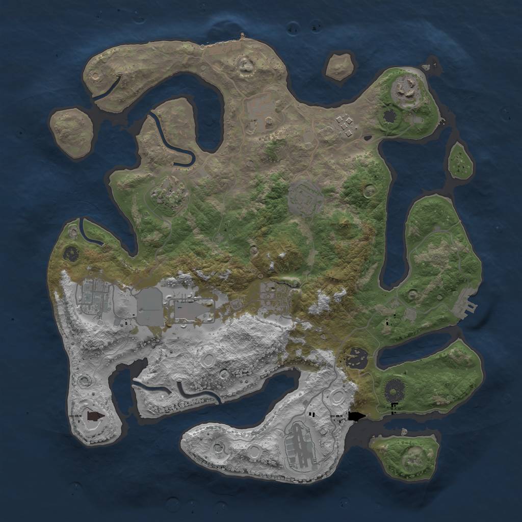 Rust Map: Procedural Map, Size: 3500, Seed: 1119905487, 21 Monuments