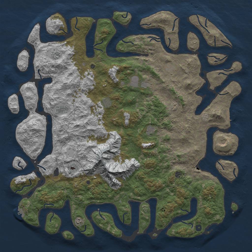 Rust Map: Procedural Map, Size: 6000, Seed: 3345, 22 Monuments