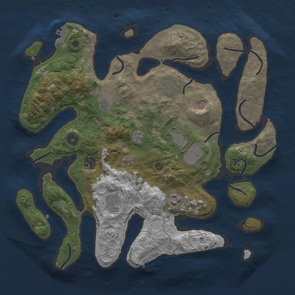 Rust Map: Procedural Map, Size: 3700, Seed: 150772231, 18 Monuments