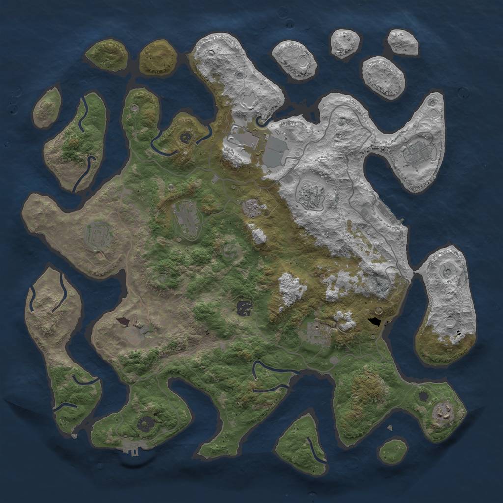 Rust Map: Procedural Map, Size: 4500, Seed: 77179473, 21 Monuments