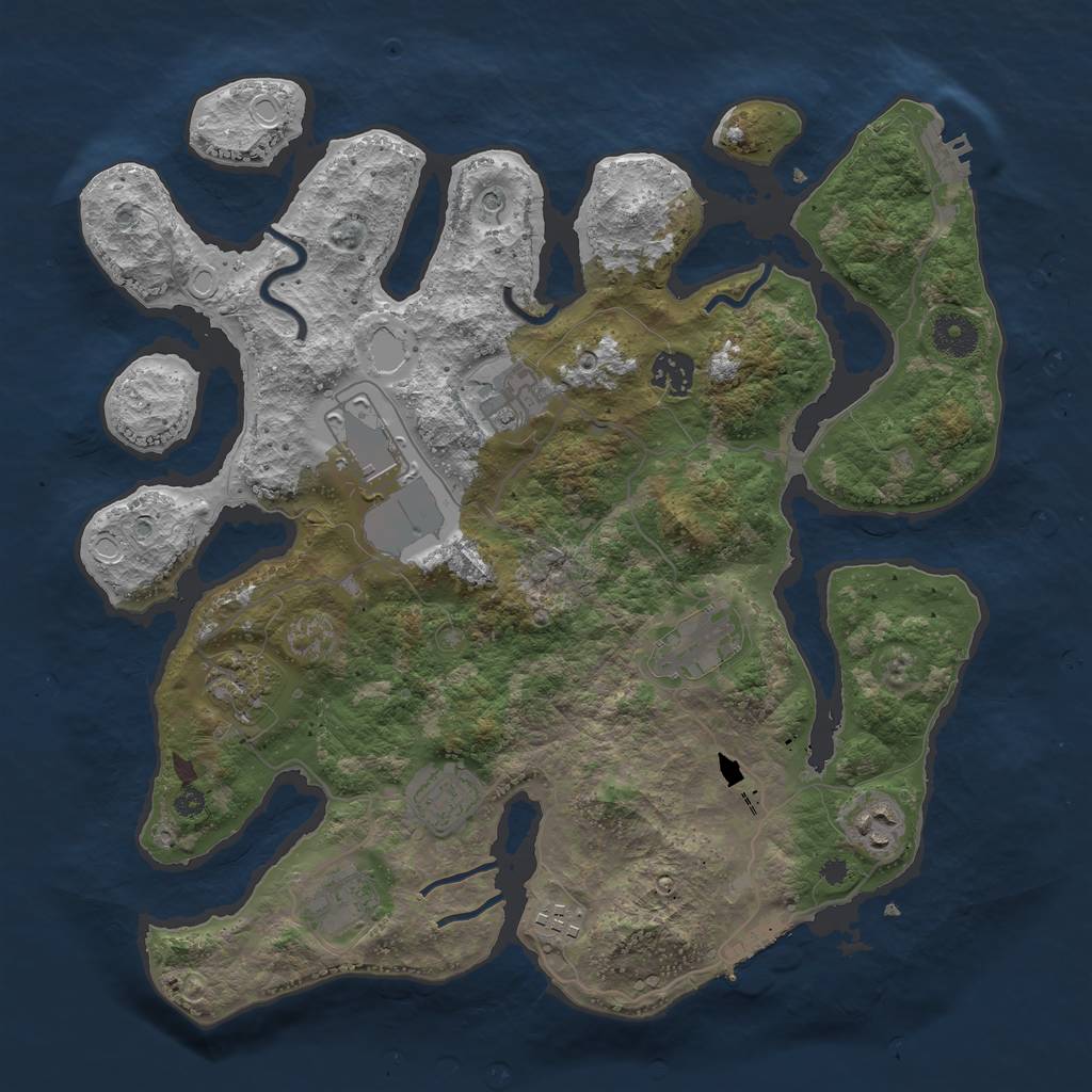 Rust Map: Procedural Map, Size: 3650, Seed: 1516236117, 20 Monuments