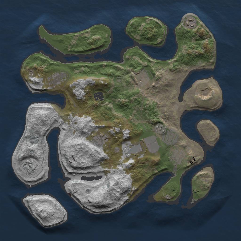 Rust Map: Barren, Size: 3700, Seed: 511015965, 14 Monuments