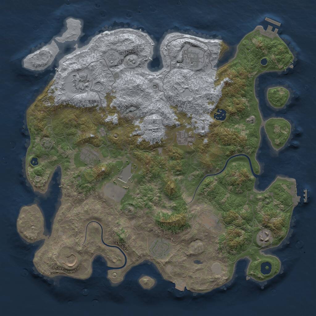 Rust Map: Procedural Map, Size: 3900, Seed: 420420420, 16 Monuments