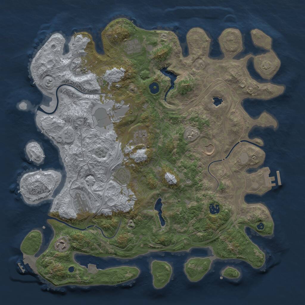 Rust Map: Procedural Map, Size: 4250, Seed: 330843, 16 Monuments