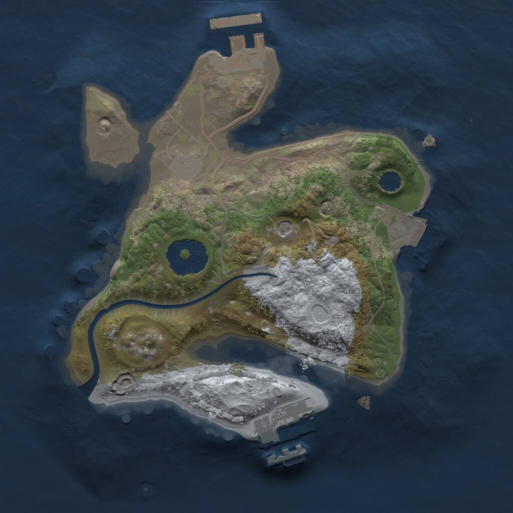 Rust Map: Procedural Map, Size: 2000, Seed: 4254, 4 Monuments