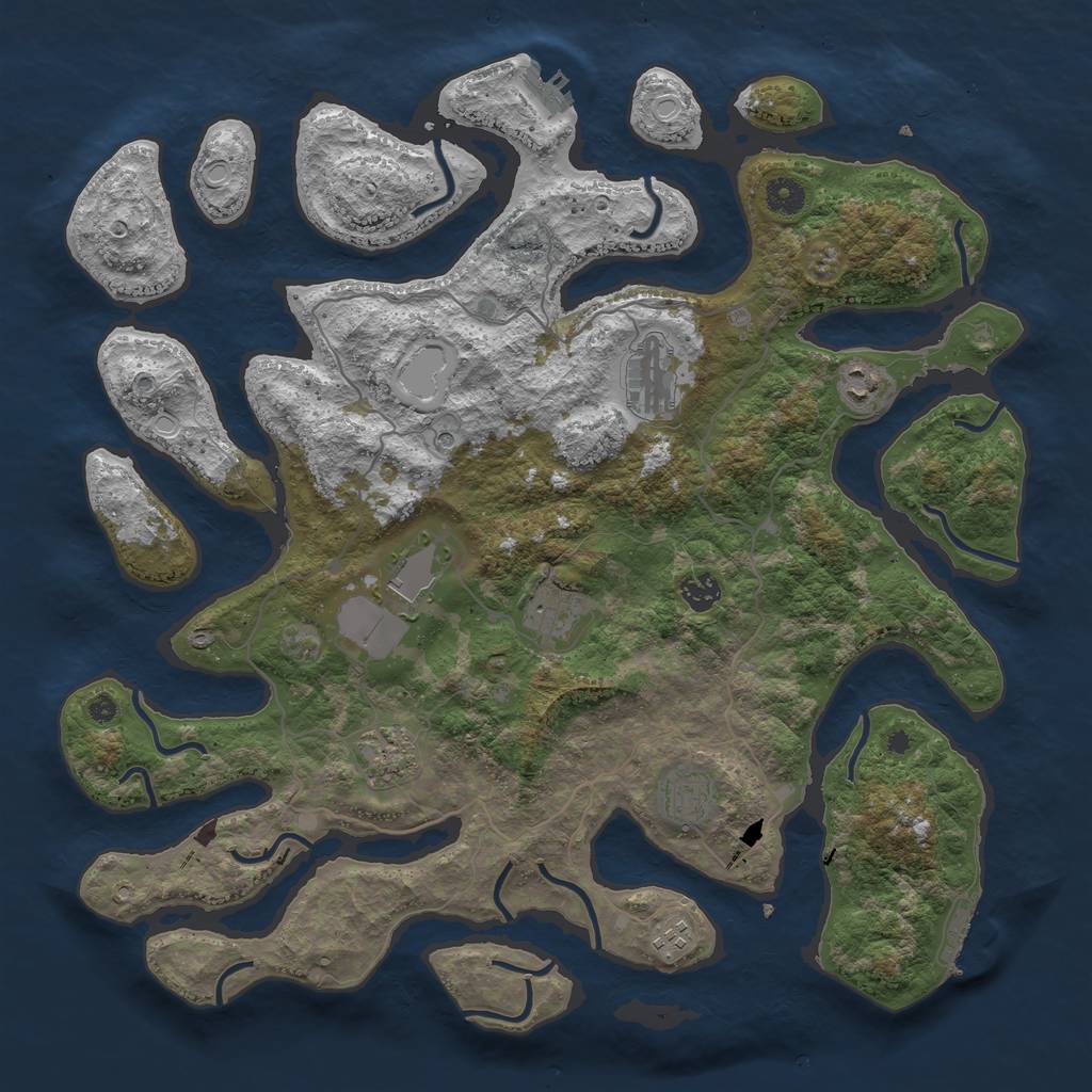 Rust Map: Procedural Map, Size: 4250, Seed: 407210, 19 Monuments