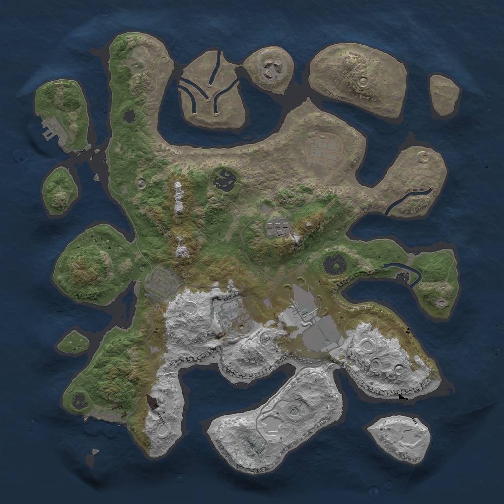 Rust Map: Procedural Map, Size: 3500, Seed: 8702309, 18 Monuments