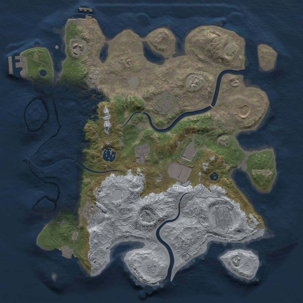 Rust Map: Procedural Map, Size: 3500, Seed: 8702309, 15 Monuments