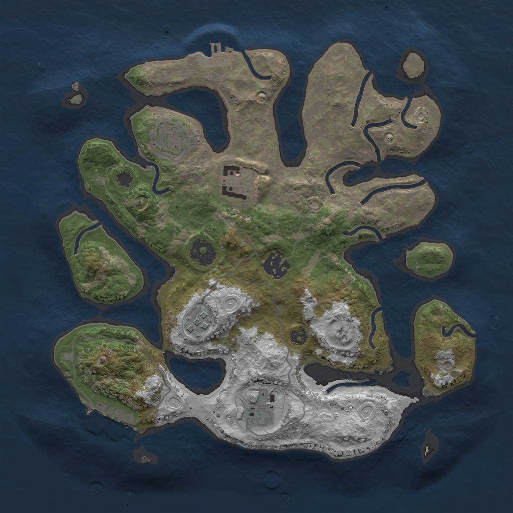 Rust Map: Procedural Map, Size: 3000, Seed: 1067974559, 15 Monuments