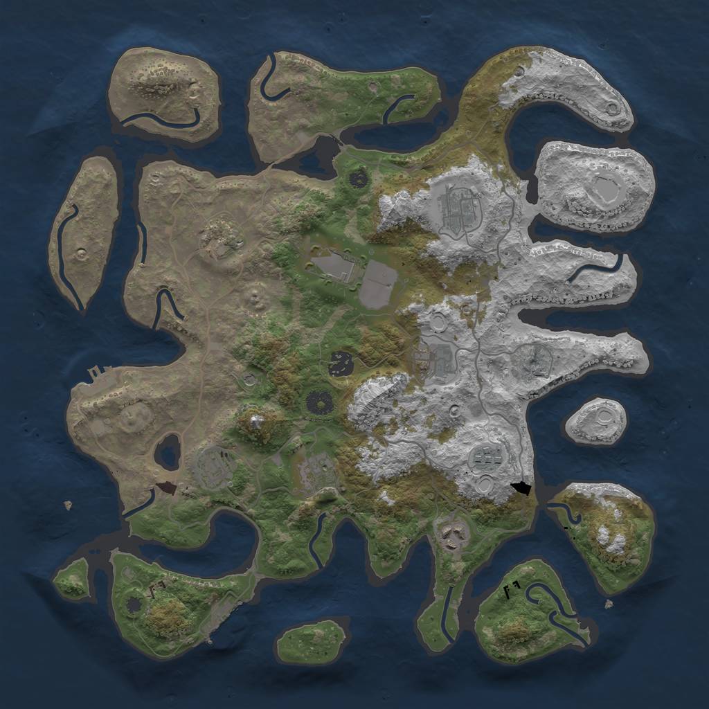 Rust Map: Procedural Map, Size: 4000, Seed: 1623311133, 20 Monuments