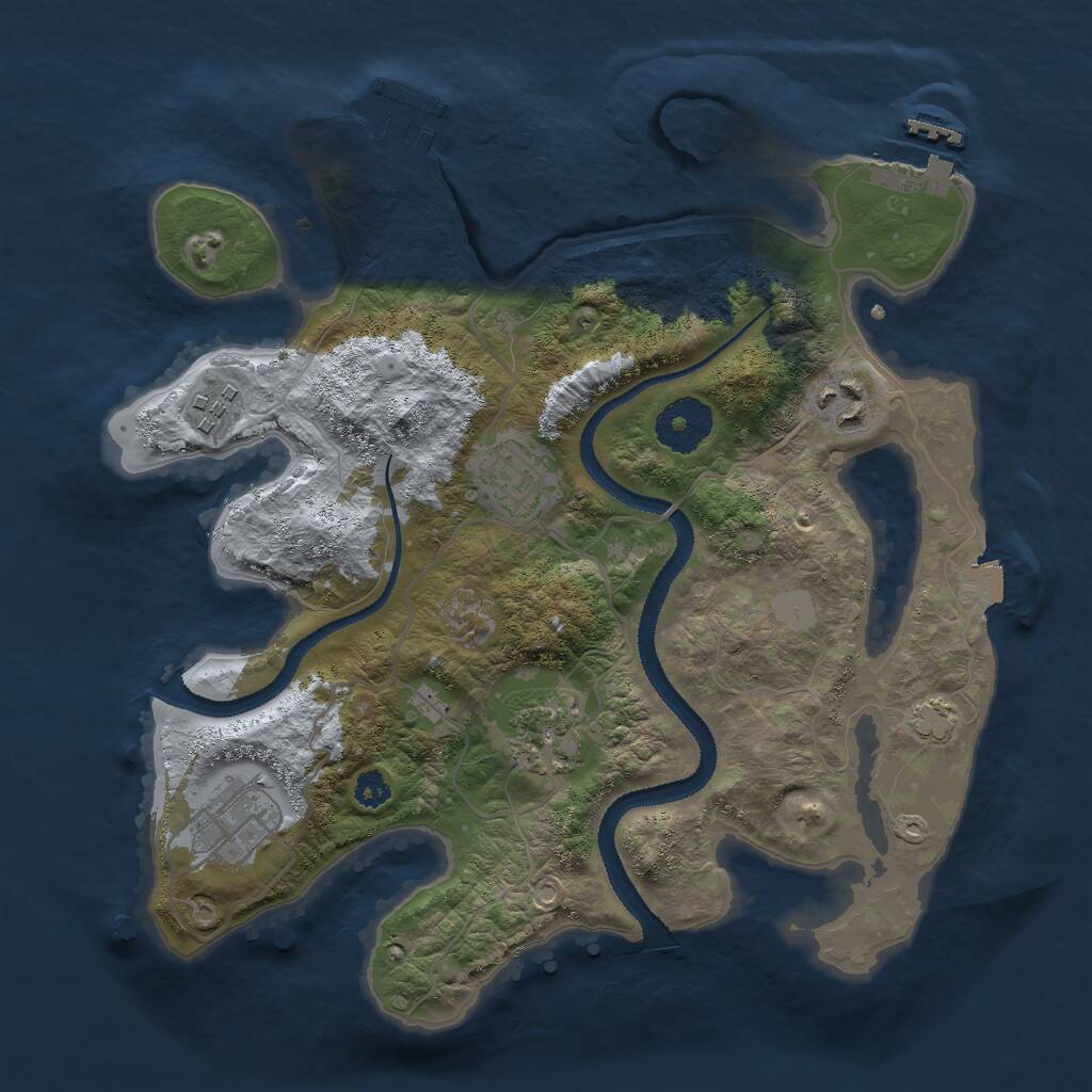Rust Map: Procedural Map, Size: 3000, Seed: 1760058963, 9 Monuments